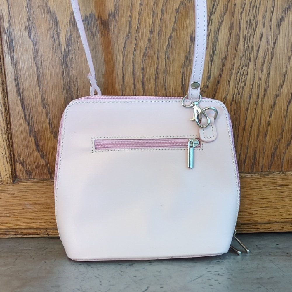 Small Crossbody Leather Purse in Pink
